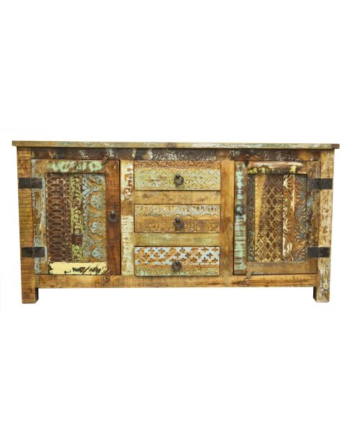 Hand Carved Reclaimed Timber Sideboard