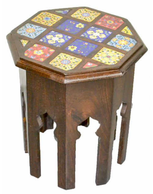 Octagonal Moroccan Tile Stool/Side Table