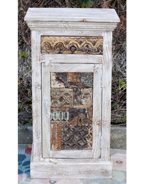 Carved Shabby Chic French Country Timber Bedside Cabinet