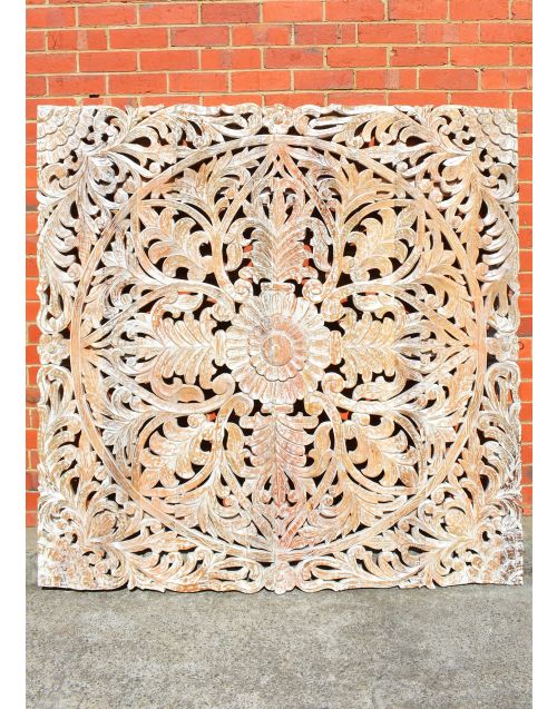 Hand Carved Antique Timber Large Wall Art Panel