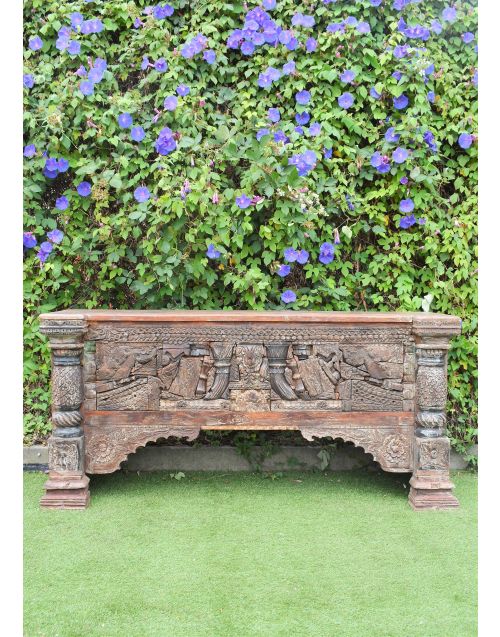 Reclaimed Indian Antique Hand Carved Timber Console Hall Table