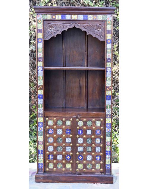 Hand Carved Timber Moroccan Tile Display Shelf
