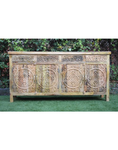 Distressed French Provincial Floral Mandala Sideboard