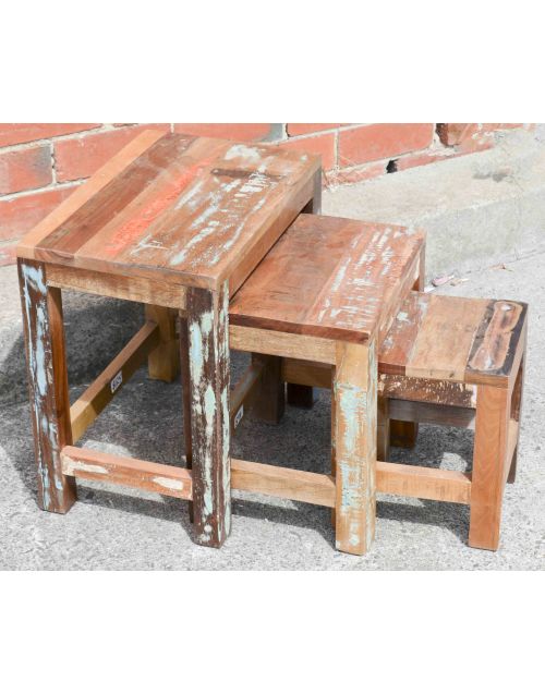 Vintage Reclaimed Timber Side Table set