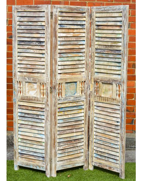 Vintage Indian Shabby Chic Reclaimed Timber Shutter Screen