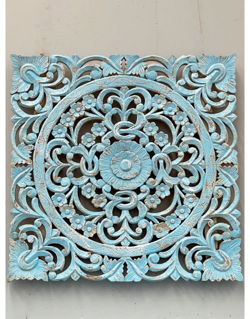 Handcrafted Antique Floral Timber Carving Wall Art