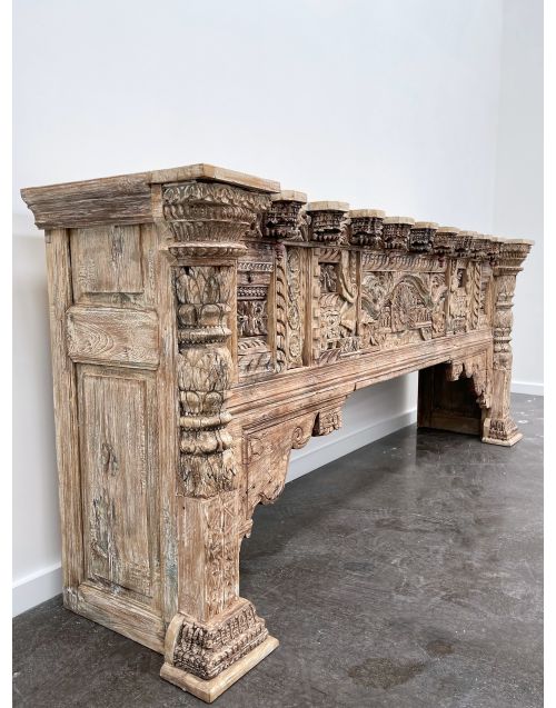 Reclaimed Indian Antique Hand Carved Timber Long Console Hall Table